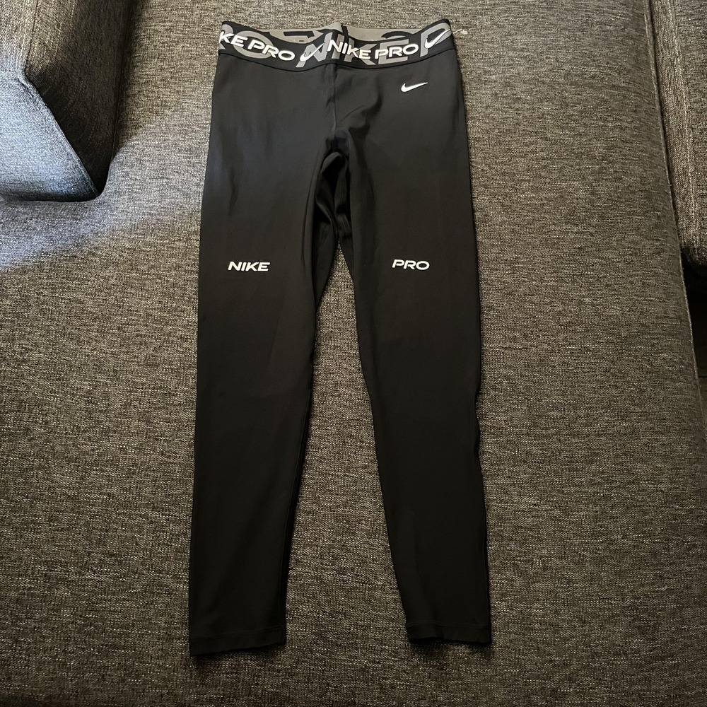 Nike Pro Dri-FIT Leggings Womens Medium Black Mid Rise 7/8 Length FV7397-010